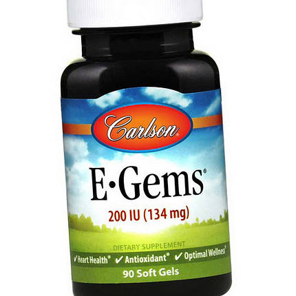 Вітамін Е Carlson Labs E-Gems 200 IU (134 mg) 90 капс, фото 2