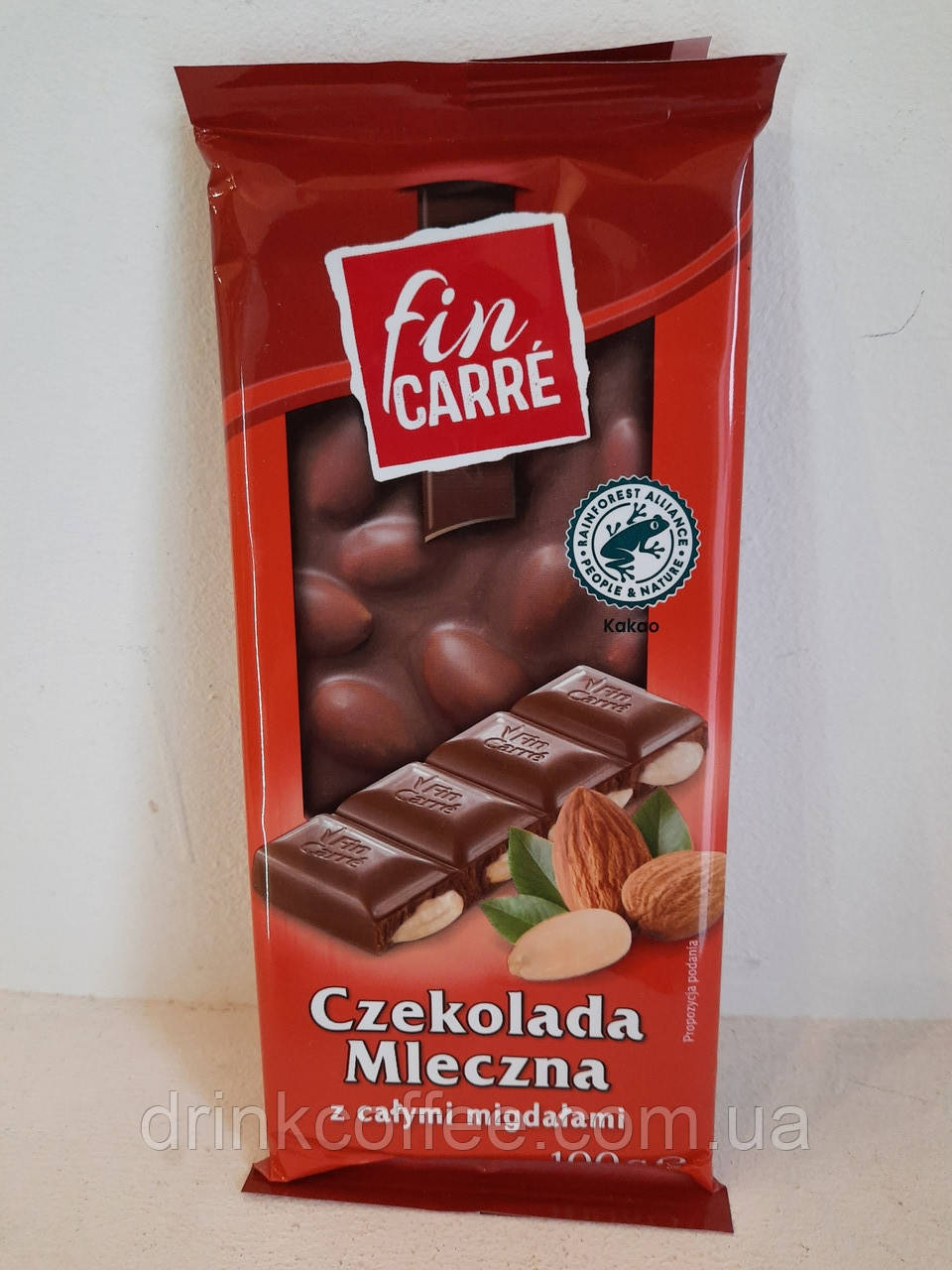 Шоколад молочний Fin Carre Czekolada Mleczna zcatymi migdalami мигдаль Польща 100g
