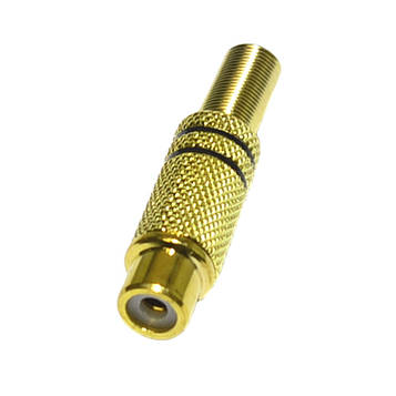 Гніздо RCA кабельне метал gold, дві чорні смуги GNI0069