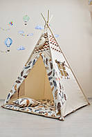 Вигвам c Перьями, индивидуальный набор, детская палатка, подвеска сверху в подарок