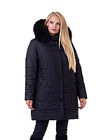 Женская зимняя куртка парка большого размера 48-66 черный песец