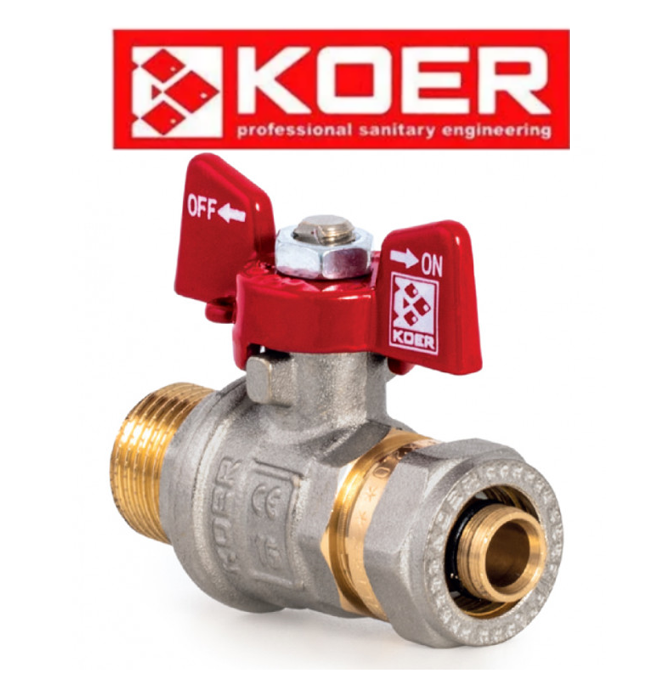 Кран латунний кульовий Koer WING 20x3/4M KR.351 (Чехія)