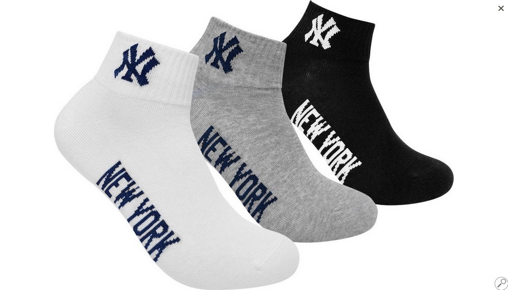 Шкарпетки  New York Yankees Quarter 3-pack black/white/gray