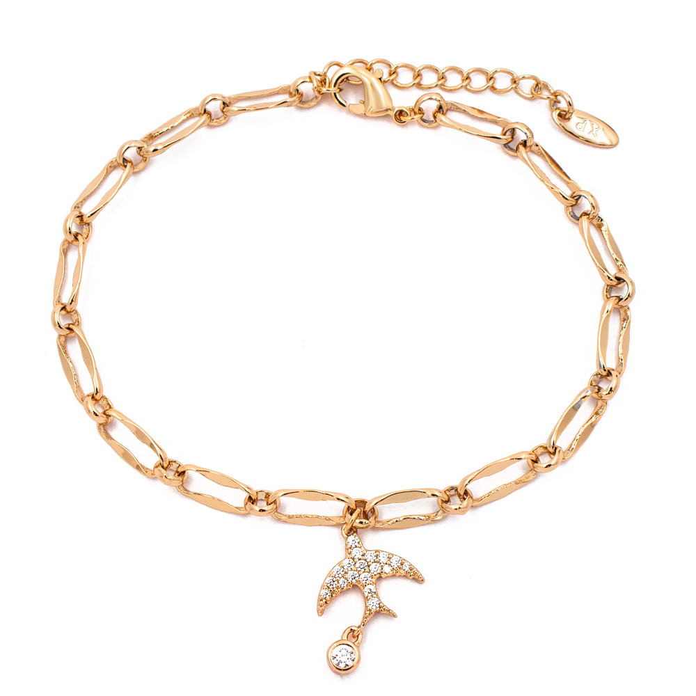 Браслет крупные овальные звенья с птицами лимонная позолота: продажа ...