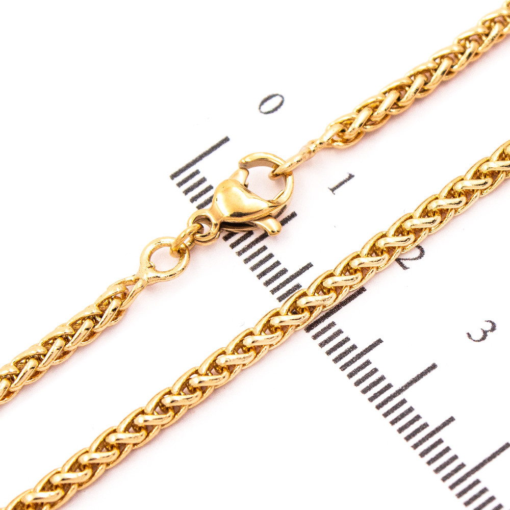 Ланцюжок косичка об'ємна лимонна позолота 0,15/60 см, фото 1