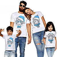 Футболки новорічні Фемілі Лук Family Look для всієї родини "Тигри у синіх шапках" Push IT