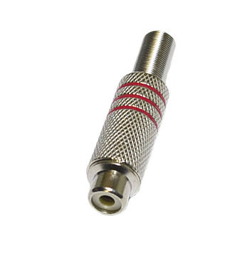 Гніздо RCA кабельне метал, три червоні смуги GNI0071