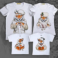 Футболки новорічні Фемілі Лук Family Look для всієї родини "Тигри у білих шубах" Push IT