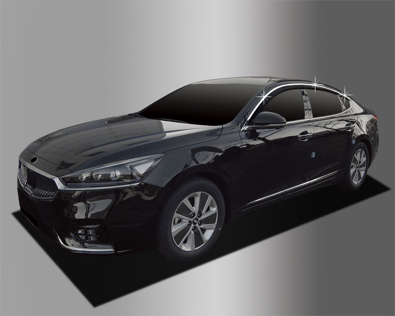 Вітровики з хром молдингом, дефлектори вікон Kia K7 2016-2021 (Autoclover D948)