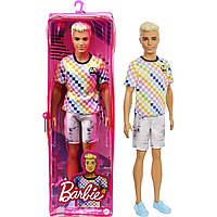 Кукла Кен Модник Барби блондин в клетчатой футболке Barbie Ken Fashionistas #174 (GRB90)