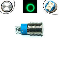 Кнопка 16мм фиксирующаяся, 12-24В, зеленый LED, 5pin, 16A-DZ