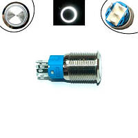 Кнопка 16мм фиксирующаяся, 12-24В, белый LED, 5pin, 16A-DZ