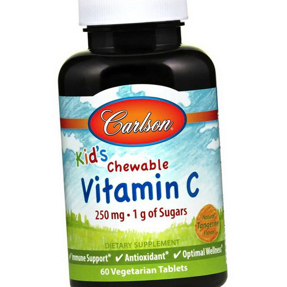 Вітамін С для дітей Carlson Labs Kids Chewable Vitamin C 250 mg 1 g of Sugars 60 капс