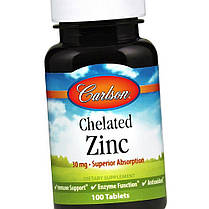 Цинк Carlson Labs Chelated Zinc 30 мг 100 таб, фото 3