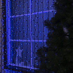 ОПТОМ Вулична гірлянда Штора 3Х3 М, IP65, Professional, каучук, ефект FLASH, чорний дріт, асортимент синій