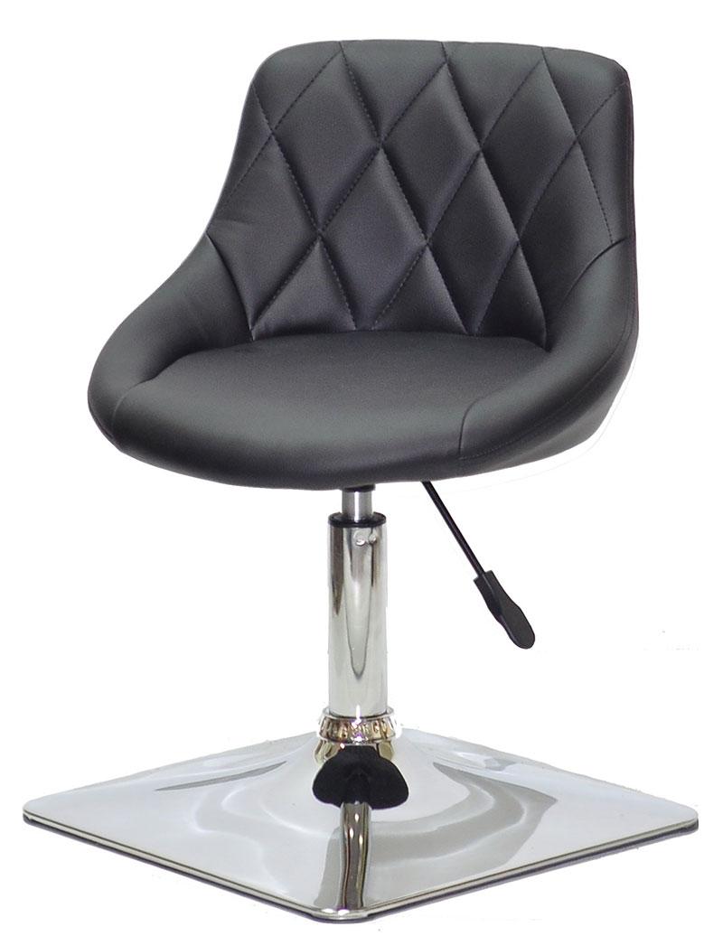 Стілець Foro 4CH Base чорний шкірозамінник, на хромованій квадратній опорі, з регулюванням висоти, фото 1