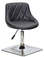 Стілець Foro 4CH Base чорний шкірозамінник, на хромованій квадратній опорі, з регулюванням висоти, фото 2