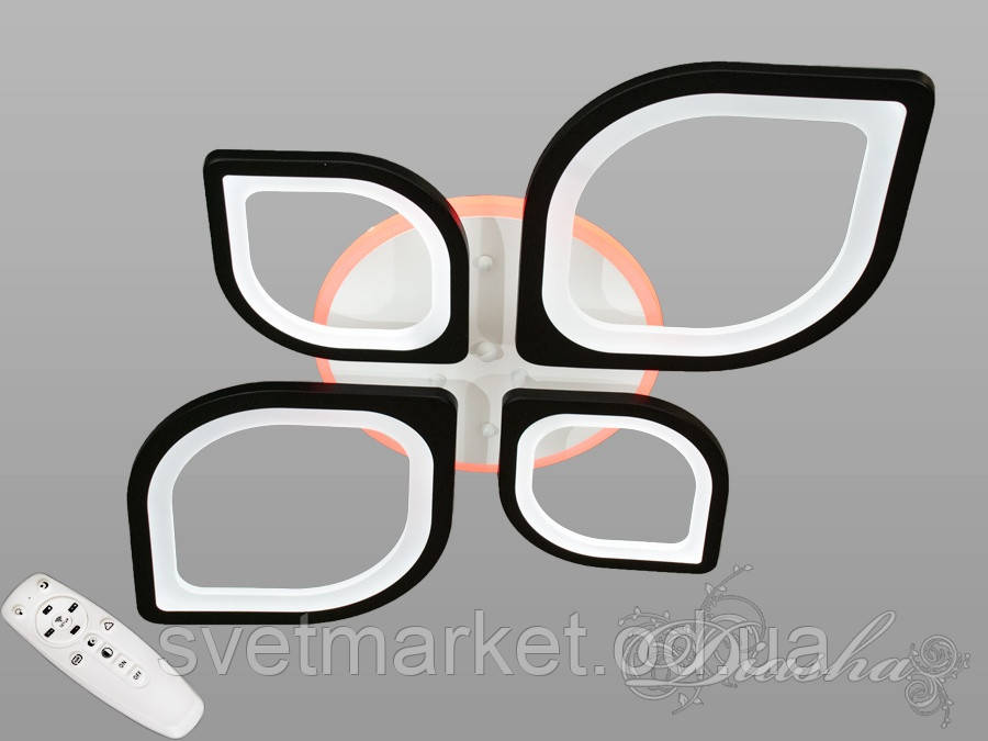 Світлодіодна люстра для спальні з діммером і кольоровою підсвіткою 8073/2+2BK LED 3color dimmer, фото 1