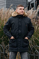 Чоловіча зимова парку Node Alaska стильна тепла молодіжна якісна (чорна), ОРИГІНАЛ