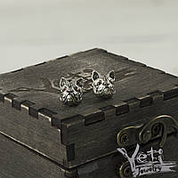 Серебряные серьги с собачками французский бульдог