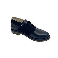 Туфлі жіночі на шнурках зі шкіри чорного кольору “Style Shoes”, фото 4