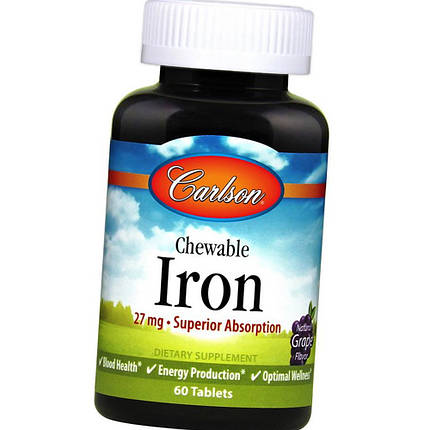 Залізо Carlson Labs Chewable Iron 27 мг 60 таб, фото 2