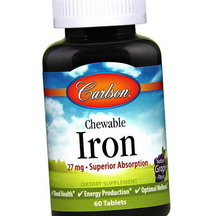 Залізо Carlson Labs Chewable Iron 27 мг 60 таб, фото 2