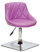 Стілець Foro 4CH Base пурпуровий 1010 шкірозамінників, на хромованій квадратній опорі, з регулюванням висоти, фото 2