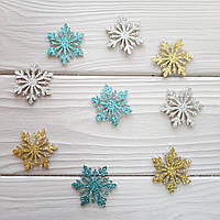 Сніжинка з екошкіри пухнаста, колір срібло 4.2 см