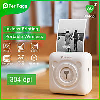Портативный Bluetooth термопринтер для смартфона PeriPage A6 Белый Приложение