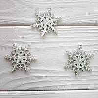 Сніжинка з екошкіри ажурна, колір срібло 4.2 см