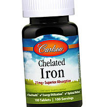 Залізо Carlson Labs Chelated Iron 27 mg 100 таб, фото 3