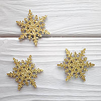 Сніжинка з екошкіри ажурна, колір золото 4.2 см