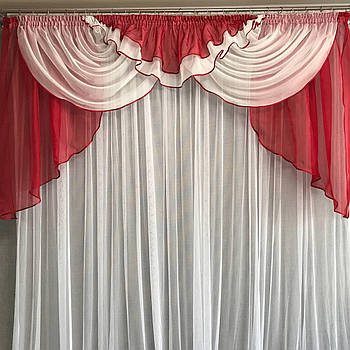 Ламбрекени в кімнату, ламбрекени на вікна ALBO Червоний (L-K2-11)