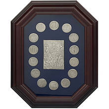 Об'ємне декоративне панно під склом із рамкою з натурального дерева "Пристрасті Христові"