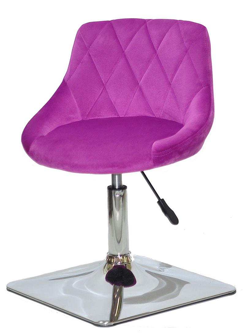 Стілець Foro 4CH Base бузковий 1022 велюр, на хромованій квадратній опорі, з регулюванням висоти, фото 1