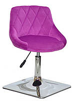 Стілець Foro 4CH Base бузковий 1022 велюр, на хромованій квадратній опорі, з регулюванням висоти, фото 2