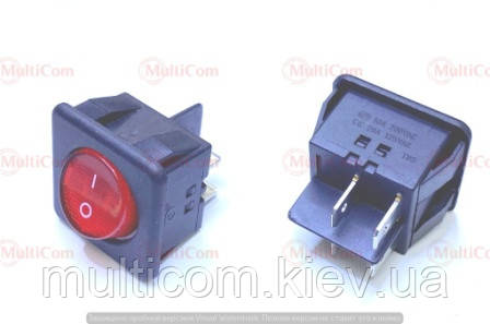 11-12-048. Перемикач, 16A-250V,Daier, KCD2-10-201N, червоний, фото 1