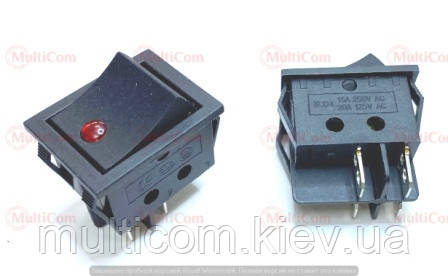 11-12-049. Перемикач, 15A-250V, Daier, KCD2-2-201EN, червоний, фото 1