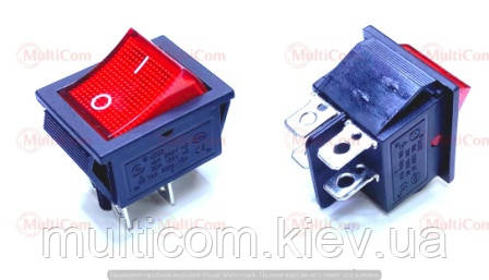 11-12-053. Перемикач, 16A-250V, Daier, KCD2-201N, червоний, чорний корпус