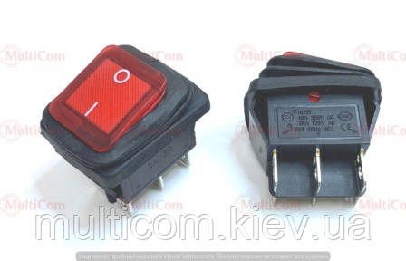 11-12-057. Перемикач, 16A-250V, вологозахищений, Daier, KCD2-202W, червоний