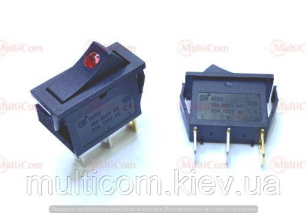 11-12-067. Перемикач вузький, 15A-250V, Daier, KCD3-101EN, фото 1