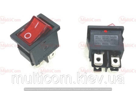 11-12-031. Перемикач ON-OFF, 4pin, 6А-250V, Daier, KCD1-4-201N, червоний