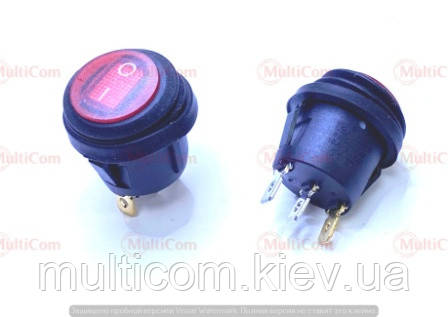 11-12-036. Перемикач кргулый, 6A-250V, вологозахищений, Daier, KCD1-5-101NW, червоний