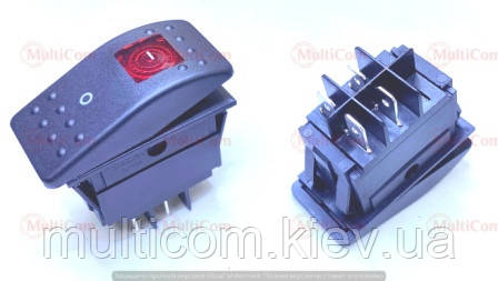 11-12-114. Перемикач великий, 16A-250V, Daier, RK1-06N, червоний, фото 1