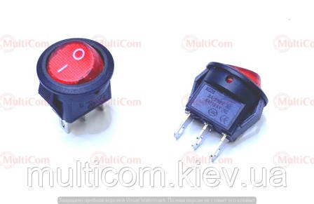 11-12-082RD. Перемикач кргулый, 3A-250V, 3pin, Daier, KCD5-2-102, червоний