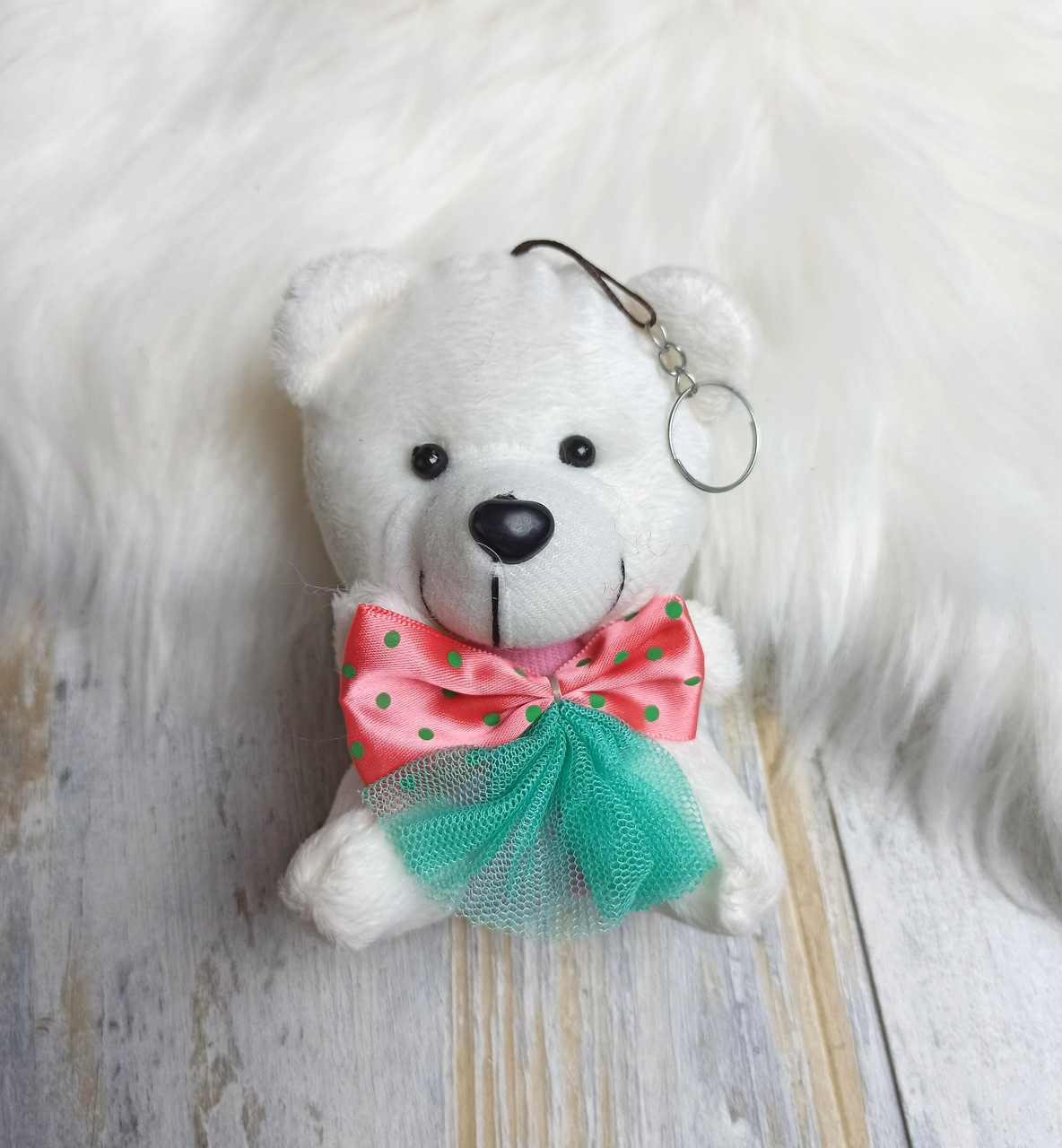 Брелок Ведмедик з бантиком Finding Білий 13 см x 9 см