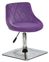 Стілець Foro 4CH Base пурпуровий 1013 велюр, на хромованій квадратній опорі, з регулюванням висоти, фото 2