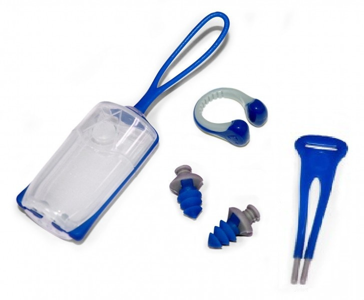 Беруші Aqua Sphere Ear Plugs + затиск для носа Silicone Nose Clip Blue, фото 1