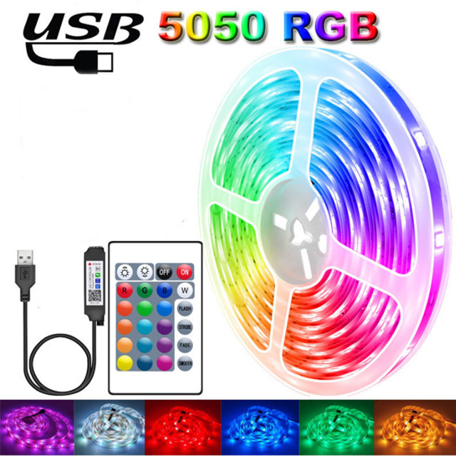 Світлодіодне підсвічування RGB стрічка 5050 5 метрів (вологозахищене) Багатобарвна RGB стрічка,Світлодіодна LED стрічка